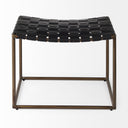 Clarissa 220L x 160W x 1675H Black Leather Woven Seat W Gold Metal Frame Stool - Default Title