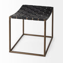 Clarissa 220L x 160W x 1675H Black Leather Woven Seat W Gold Metal Frame Stool - Default Title