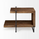 Maddox 30L x 18W x 22H Medium Brown Wood w Black Metal U-shaped EndSide Table - Default Title