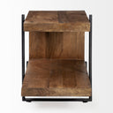 Maddox 30L x 18W x 22H Medium Brown Wood w Black Metal U-shaped EndSide Table - Default Title