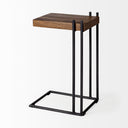 Maddox 16L x 135W x 27H Medium Brown Wood w Black Metal C-shaped EndSide Table - Default Title