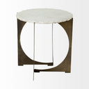 Reinhold II 21L x 21W x 21H Round Live-Edge Marble Top and Gold Metal Base SideEnd Table - Default Title