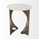 Reinhold II 21L x 21W x 21H Round Live-Edge Marble Top and Gold Metal Base SideEnd Table - Default Title