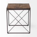 Trestman II 24 x 225 Square Top Medium Brown Wood and Iron Cross Braced EndSide Table - Default Title