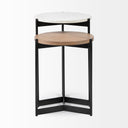 Larkin II Marble and Medium Brown Wood Round Tabletop Nesting EndSide Tables - Default Title
