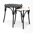 Etienne VII 24 Set of Two Round Top Black Wood and Marble Top Nesting Table - Default Title