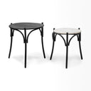 Etienne VII 24 Set of Two Round Top Black Wood and Marble Top Nesting Table - Default Title