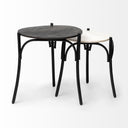 Etienne VII 24 Set of Two Round Top Black Wood and Marble Top Nesting Table - Default Title