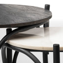 Etienne VII 24 Set of Two Round Top Black Wood and Marble Top Nesting Table - Default Title
