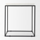 Nathan II 18 x 20 Square Top White Marble and Black Metal EndSide Table - Default Title