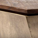 Esagono Octagonal Gold Metal-Clad Reclaimed Wood EndSide Table w Storage - Default Title