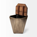 Esagono Octagonal Gold Metal-Clad Reclaimed Wood EndSide Table w Storage - Default Title