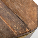 Esagono Octagonal Gold Metal-Clad Reclaimed Wood EndSide Table w Storage - Default Title