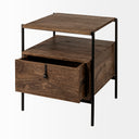 Glenn I 20L x 21W x 24H Dark Brown Wood w Black Iron Frame Square EndSide Table - Default Title