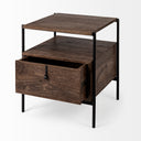 Glenn I 20L x 21W x 24H Dark Brown Wood w Black Iron Frame Square EndSide Table - Default Title
