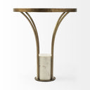 Jacinta II 21 Round Glass Top Metal and Marble Pedestal EndSide Table - Default Title