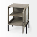 Arelius 20L x 18W x 26H Gray Wood W Black Metal Frame EndSide Table - Default Title