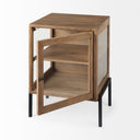 Arelius 20L x 18W x 26H Light Brown Wood W Black Metal Frame EndSide Table - Default Title