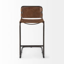 Berbick 43 Total Height Medium Brown Leather w Iron Frame Bar Stool - Default Title