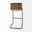 Berbick 43 Total Height Medium Brown Leather w Iron Frame Bar Stool - Default Title