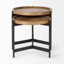 Marquisa Set of 2 225L x 225W x 208H Light Brown Wood W Black Metal Base Nesting Side Tables - Default Title