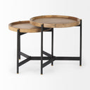 Marquisa Set of 2 225L x 225W x 208H Light Brown Wood W Black Metal Base Nesting Side Tables - Default Title