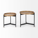 Marquisa Set of 2 225L x 225W x 208H Light Brown Wood W Black Metal Base Nesting Side Tables - Default Title