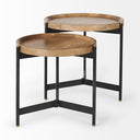 Marquisa Set of 2 225L x 225W x 208H Light Brown Wood W Black Metal Base Nesting Side Tables - Default Title
