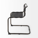 Berbick 33 Total Height Black Leather w Iron Frame Dining Chair - Default Title