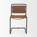 Berbick 33 Total Height Medium Brown Leather w Iron Frame Dining Chair - Default Title
