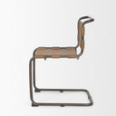 Berbick 33 Total Height Medium Brown Leather w Iron Frame Dining Chair - Default Title