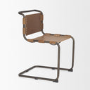 Berbick 33 Total Height Medium Brown Leather w Iron Frame Dining Chair - Default Title
