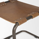 Berbick 33 Total Height Medium Brown Leather w Iron Frame Dining Chair - Default Title