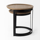 Aisley Set of 2 193L x 193W x 19H Light Brown Wood W Black Metal Base Round Nesting Side Tables - Default Title