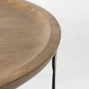 Aisley Set of 2 193L x 193W x 19H Light Brown Wood W Black Metal Base Round Nesting Side Tables - Default Title