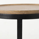 Aisley Set of 2 193L x 193W x 19H Light Brown Wood W Black Metal Base Round Nesting Side Tables - Default Title