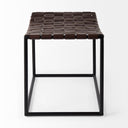 Clarissa 220L x 160W x 165H Brown Leather Woven Seat W Black Metal Frame Stool - Default Title