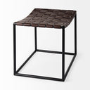 Clarissa 220L x 160W x 165H Brown Leather Woven Seat W Black Metal Frame Stool - Default Title