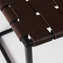 Clarissa 220L x 160W x 165H Brown Leather Woven Seat W Black Metal Frame Stool - Default Title