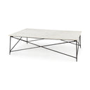 Lorlei I 530 X 350 X 155 White Marble Top W X-Shaped Gray Iron Base Coffee Table - Default Title