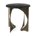 Reinhold II 21L x 21W x 21H Black Marble Top Iron Side Table - Default Title