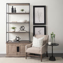 Braxton II Light Brown Wood and Iron Three Shelf Shelving Unit 415L x 185W x 9 - Default Title