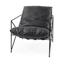 Leonidas 285L x 295W x 340H Black Faux Leather Seat W Black Metal Frame Accent Chair - Default Title