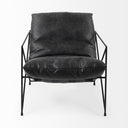 Leonidas 285L x 295W x 340H Black Faux Leather Seat W Black Metal Frame Accent Chair - Default Title