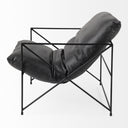 Leonidas 285L x 295W x 340H Black Faux Leather Seat W Black Metal Frame Accent Chair - Default Title