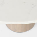 Maxwell 48L x 48W x 30H White Marble Round Top W Black Metal and Wood Pedestal Base Dining Table - Default Title