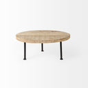 Cedric 15L x 15W x 6H Round Light Brown Wood w Black Metal Legs Decorative Display Stand - Default Title