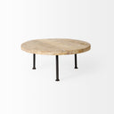 Cedric 15L x 15W x 6H Round Light Brown Wood w Black Metal Legs Decorative Display Stand - Default Title