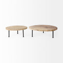 Cedric 15L x 15W x 6H Round Light Brown Wood w Black Metal Legs Decorative Display Stand - Default Title