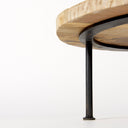 Cedric 15L x 15W x 6H Round Light Brown Wood w Black Metal Legs Decorative Display Stand - Default Title
